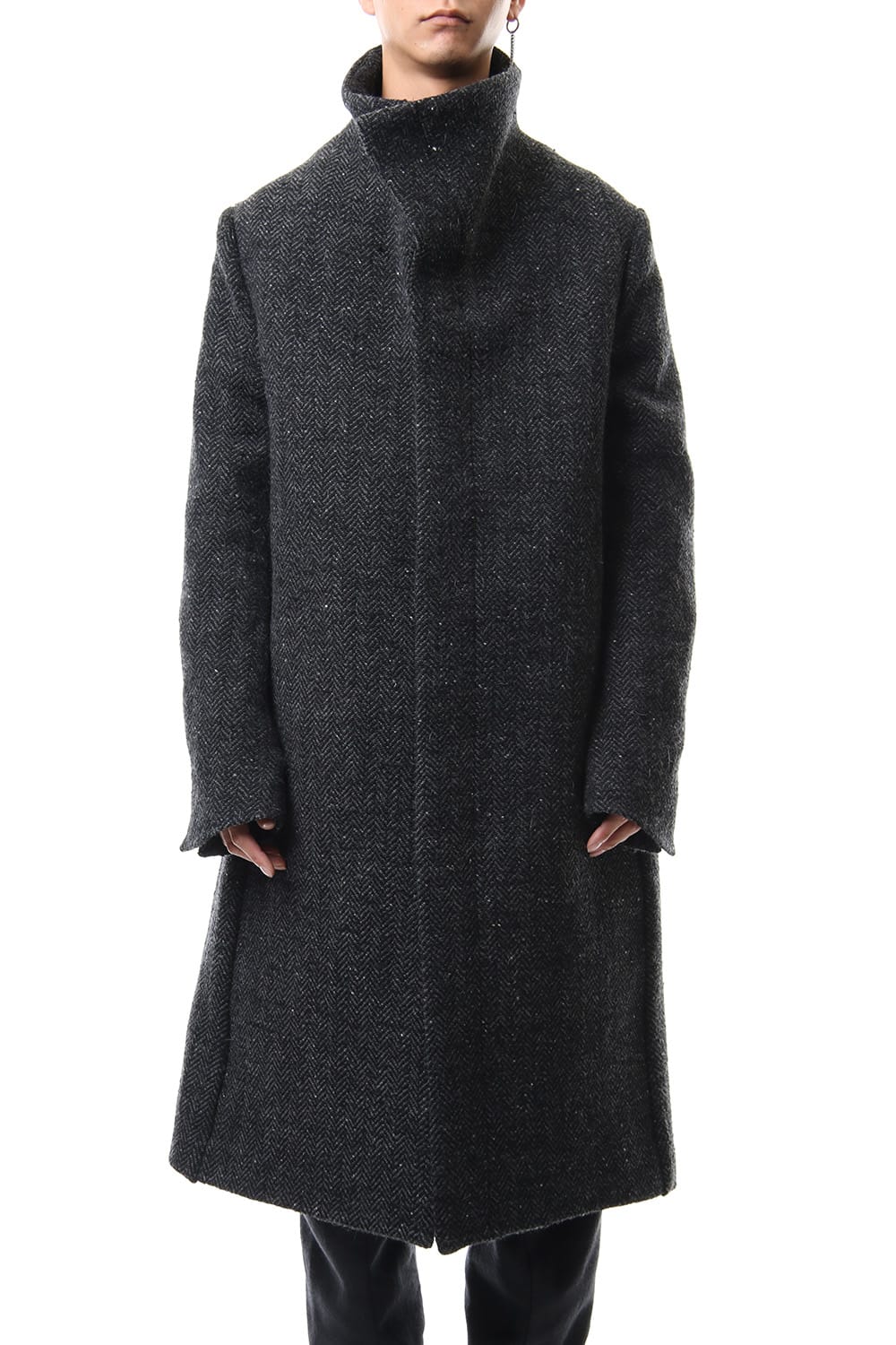 Hight Neck Coat Wool Angora Tweed - CO9-HW16