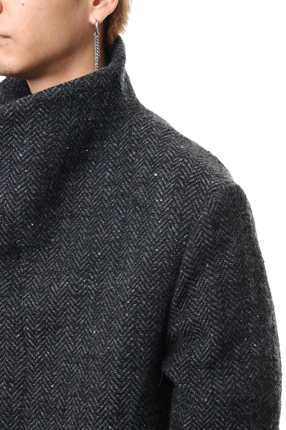 Hight Neck Coat Wool Angora Tweed - CO9-HW16