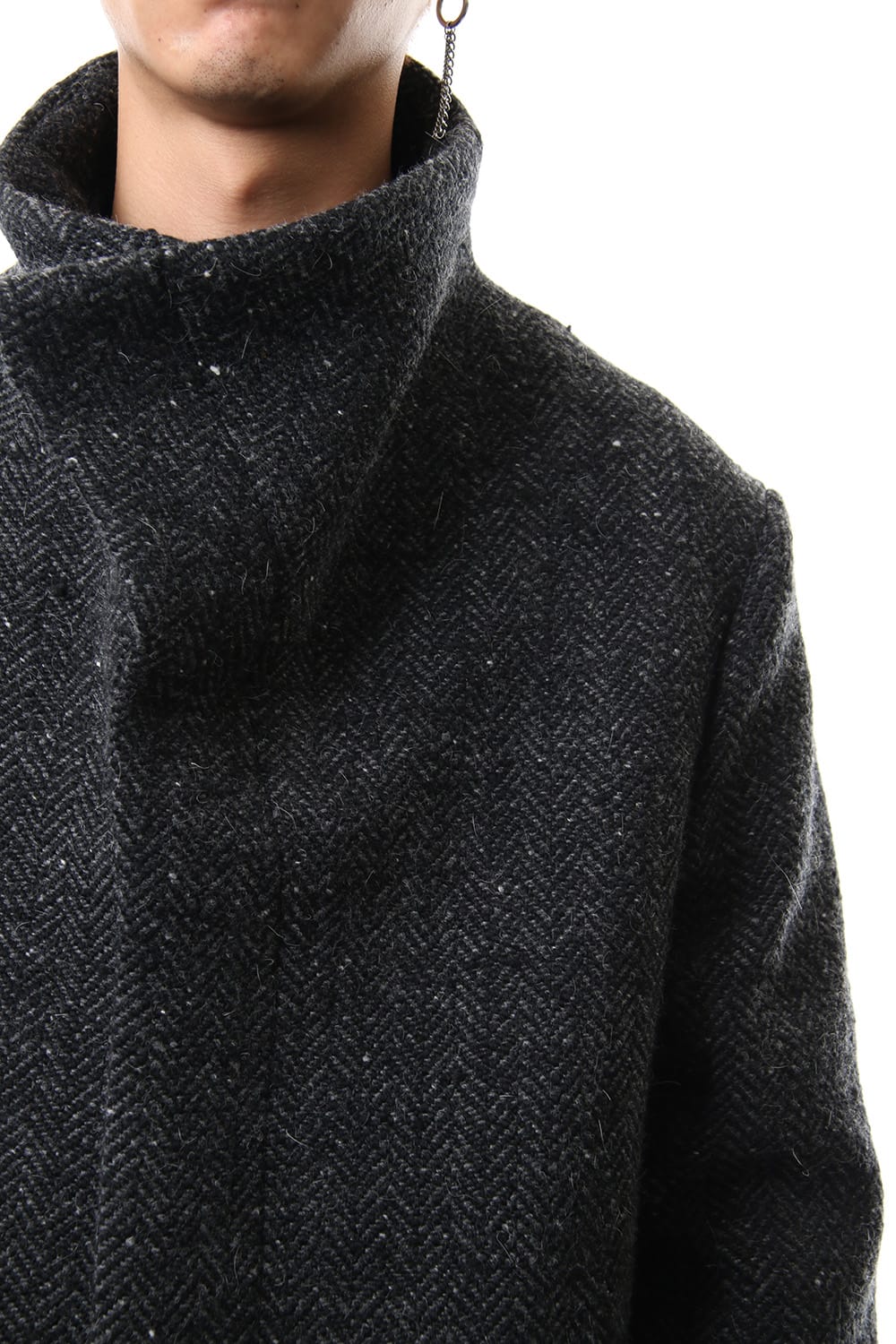 Hight Neck Coat Wool Angora Tweed - CO9-HW16