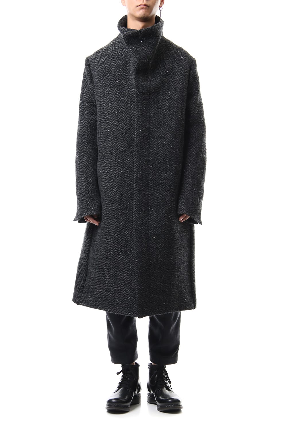 Hight Neck Coat Wool Angora Tweed - CO9-HW16