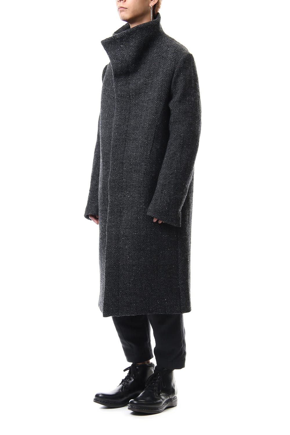 Hight Neck Coat Wool Angora Tweed - CO9-HW16