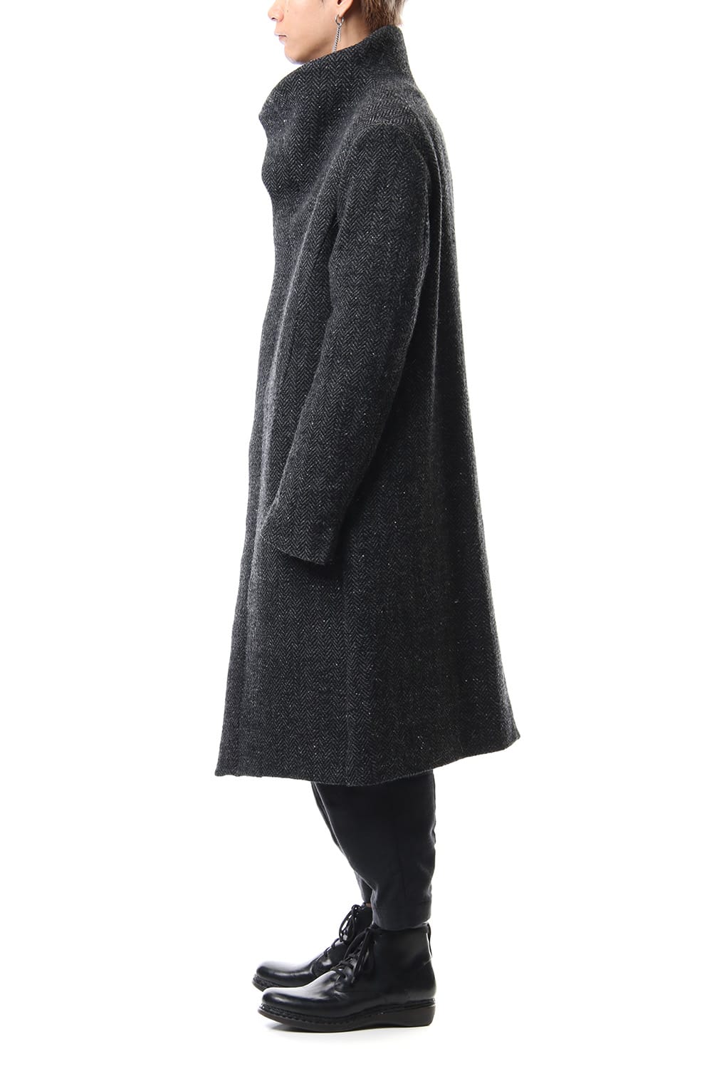 Hight Neck Coat Wool Angora Tweed - CO9-HW16