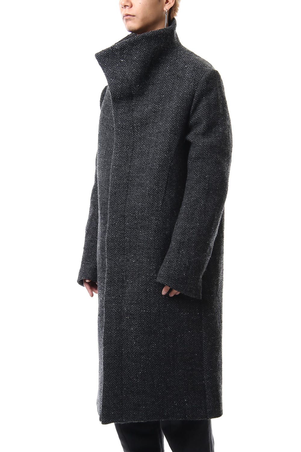 Hight Neck Coat Wool Angora Tweed - CO9-HW16