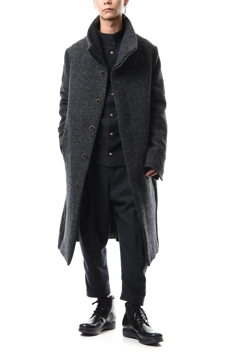 Hight Neck Coat Wool Angora Tweed - CO9-HW16
