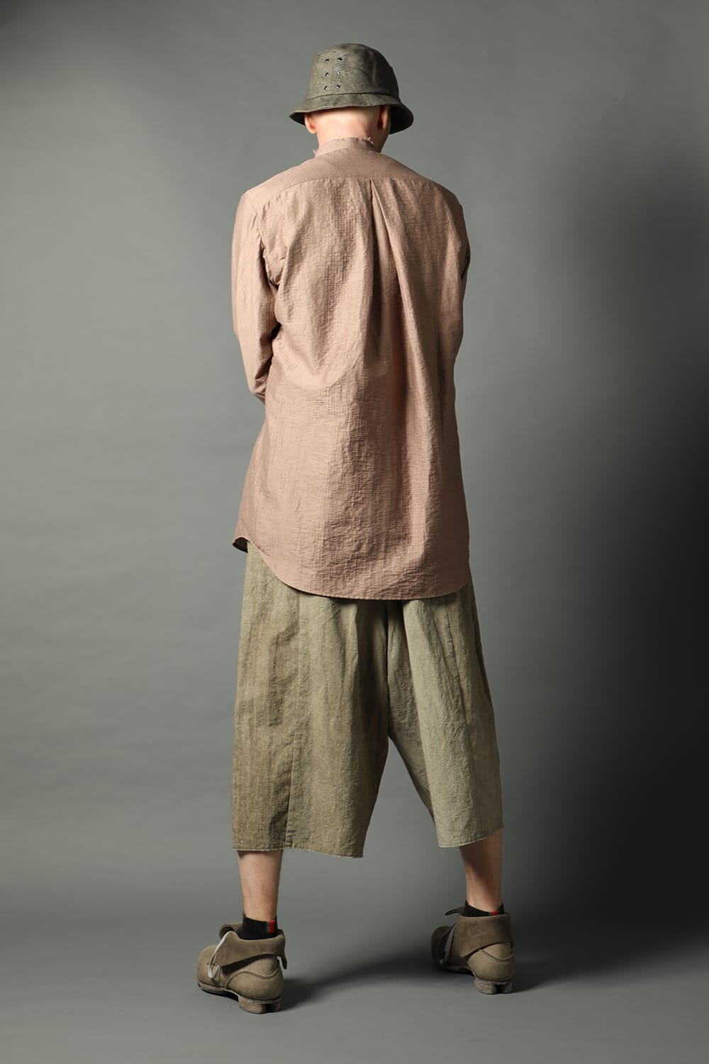 Baggy cropped pants cotton / linen cold dyed