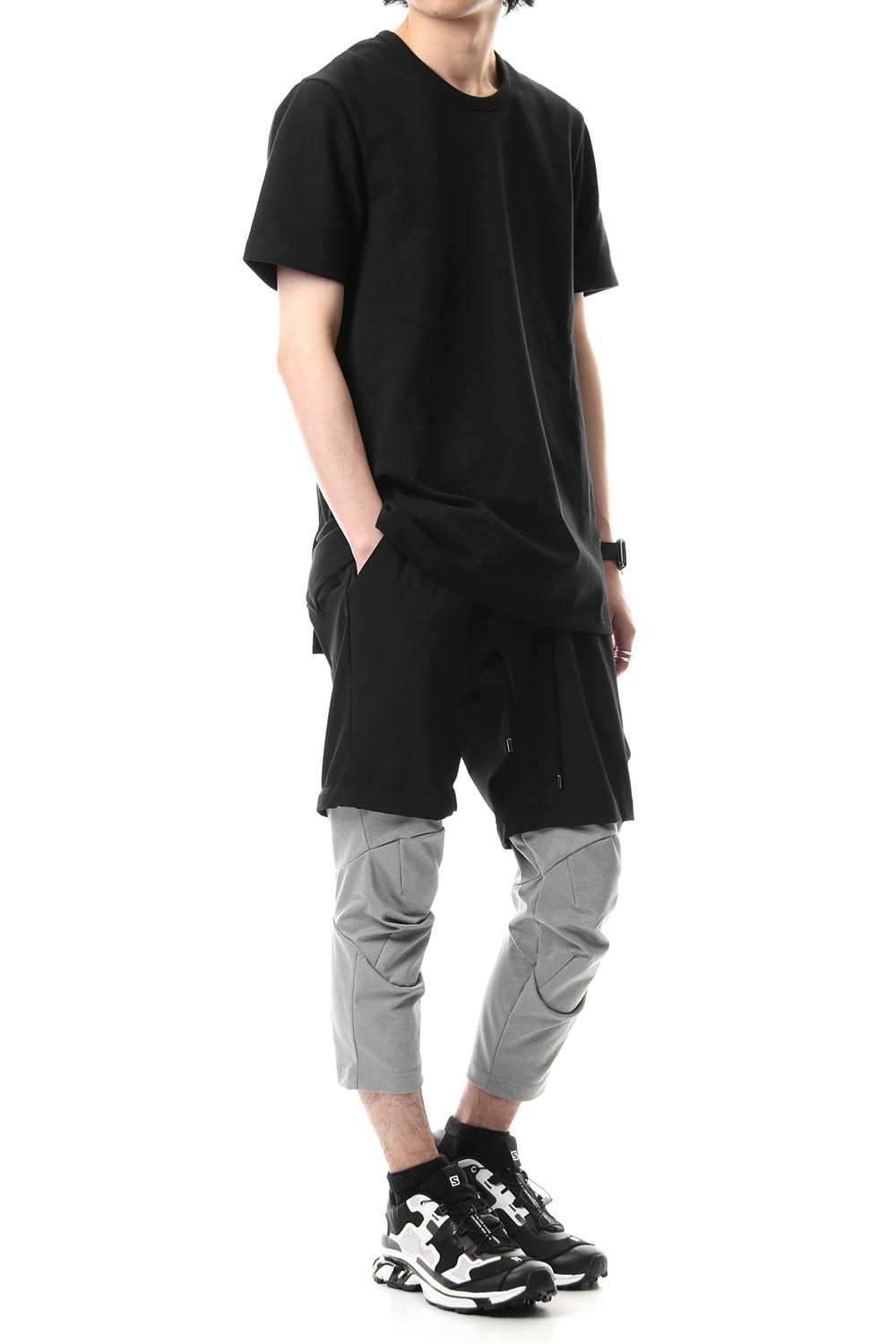 3/4 SURVIVAL LAYERED PANTS Black x Gray - CS-1815