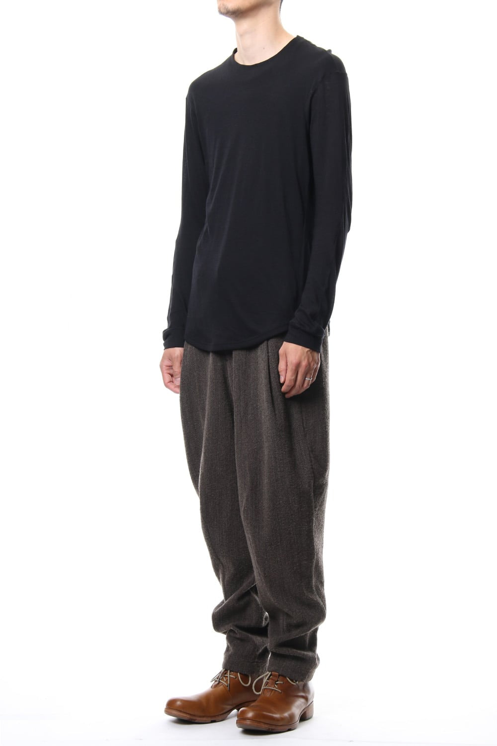 Relax Pants Wool / Cotton Raschel Knit Brown Gray
