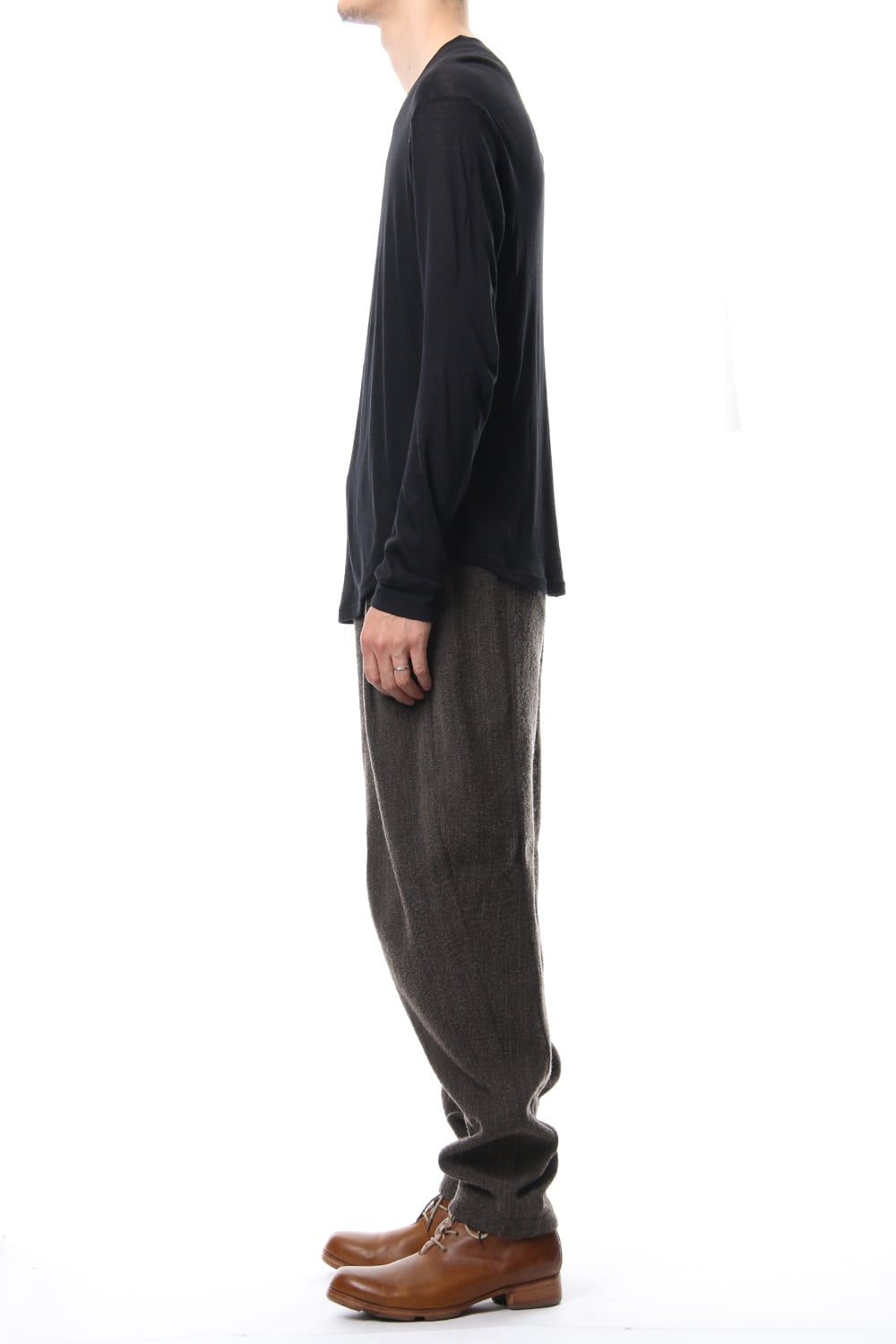 Relax Pants Wool / Cotton Raschel Knit Brown Gray