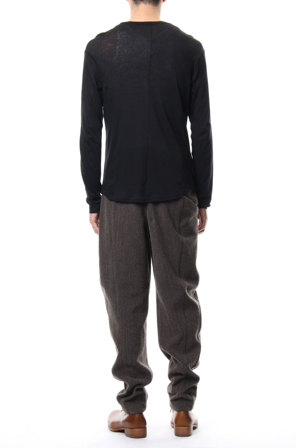 Relax Pants Wool / Cotton Raschel Knit Brown Gray