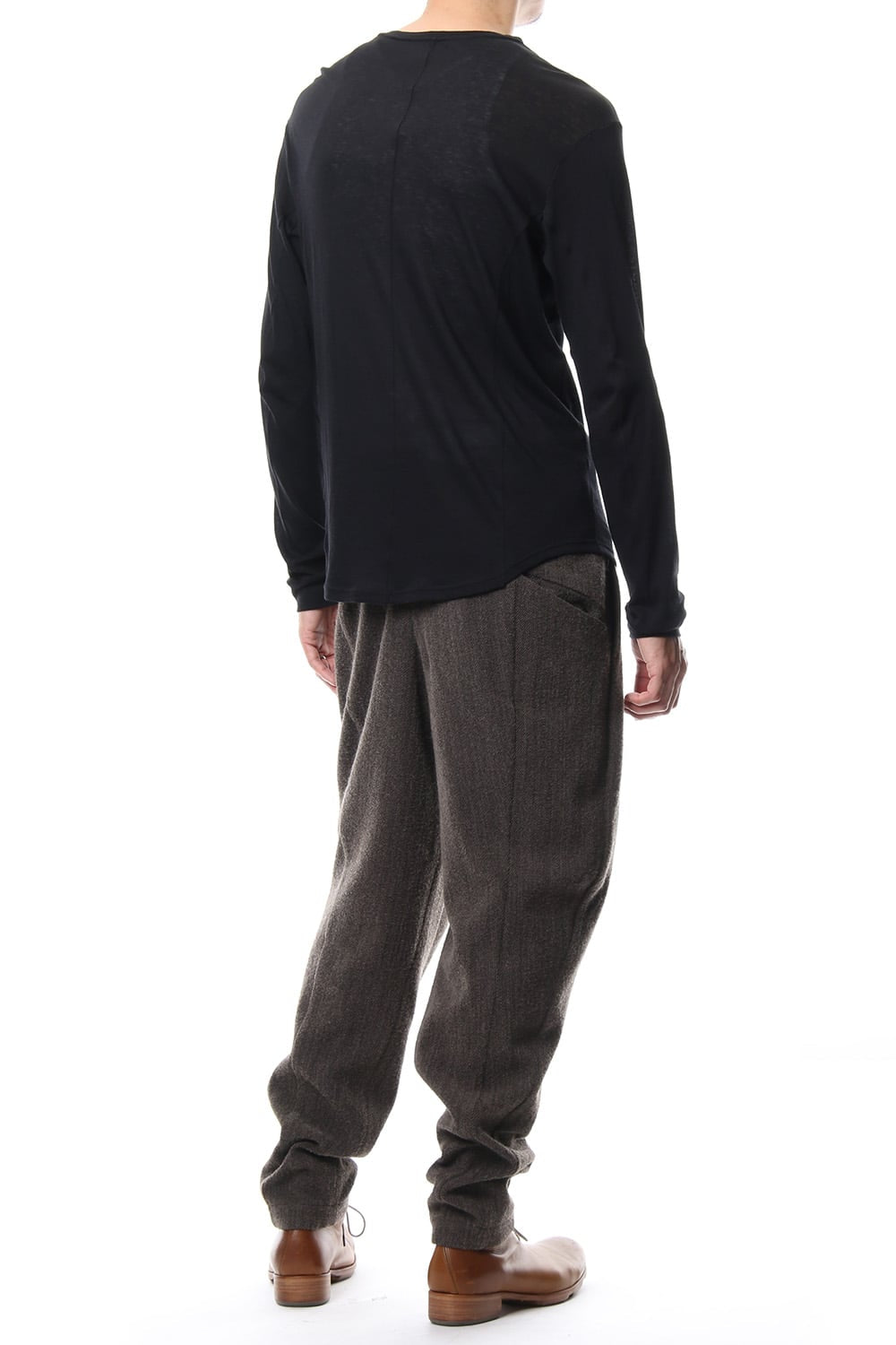 Relax Pants Wool / Cotton Raschel Knit Brown Gray