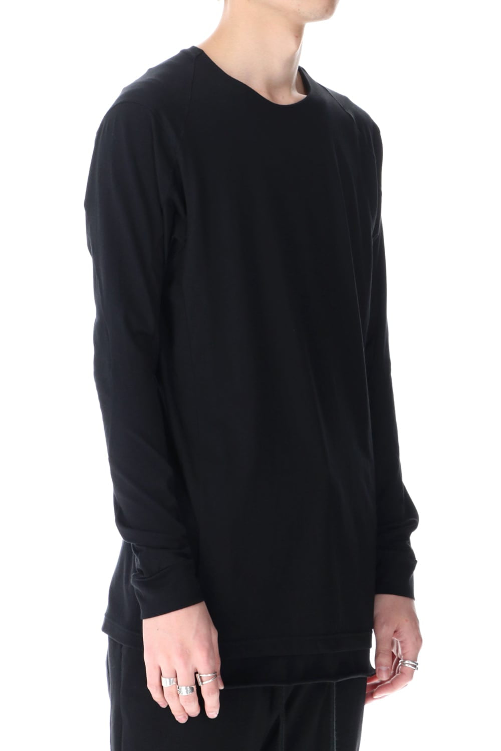 ロングスリーブ エジプシャン コットン ジャージー (SUVIN) ブラック