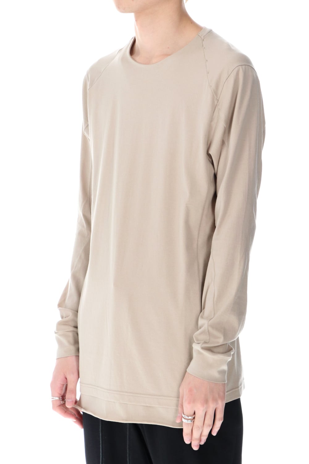 ロングスリーブ エジプシャン コットン ジャージー (SUVIN) ライトベージュ