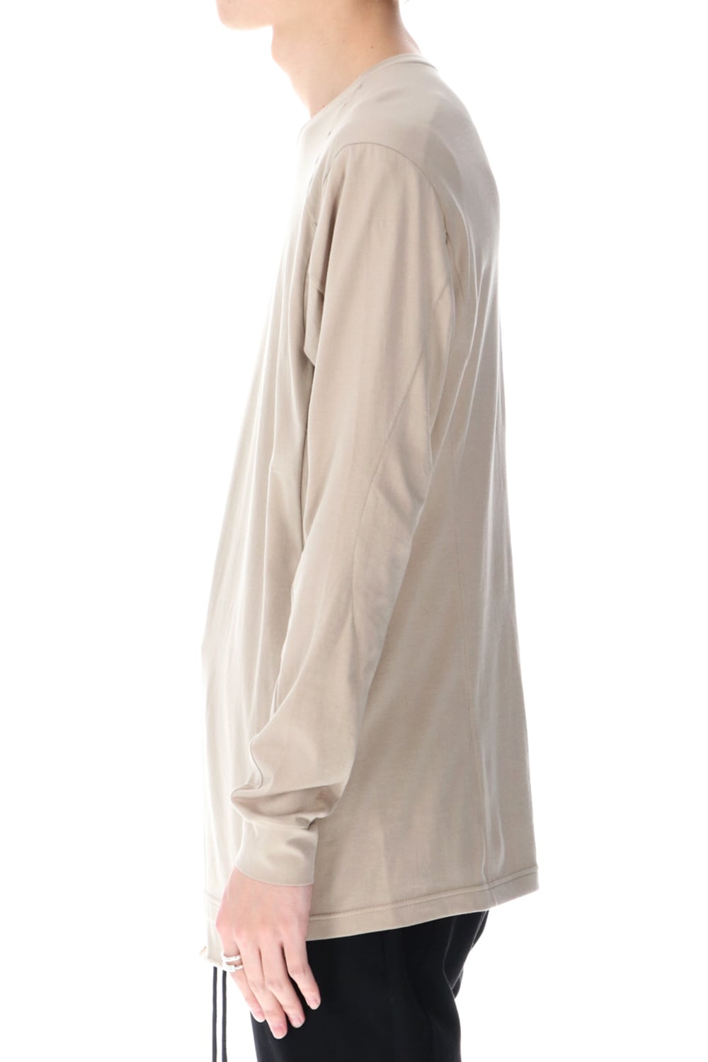 ロングスリーブ エジプシャン コットン ジャージー (SUVIN) ライトベージュ