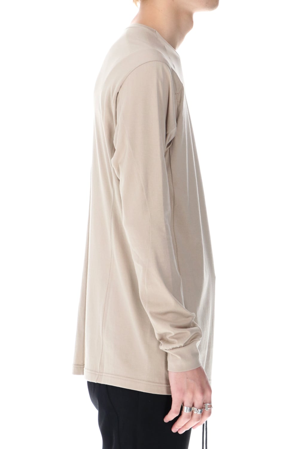 ロングスリーブ エジプシャン コットン ジャージー (SUVIN) ライトベージュ