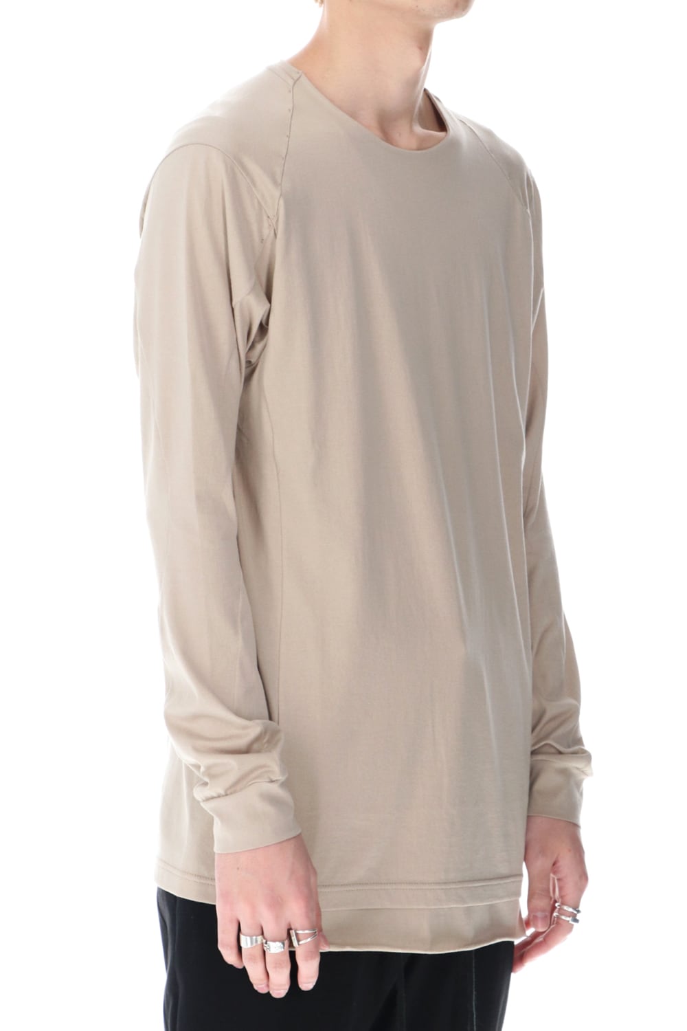 ロングスリーブ エジプシャン コットン ジャージー (SUVIN) ライトベージュ