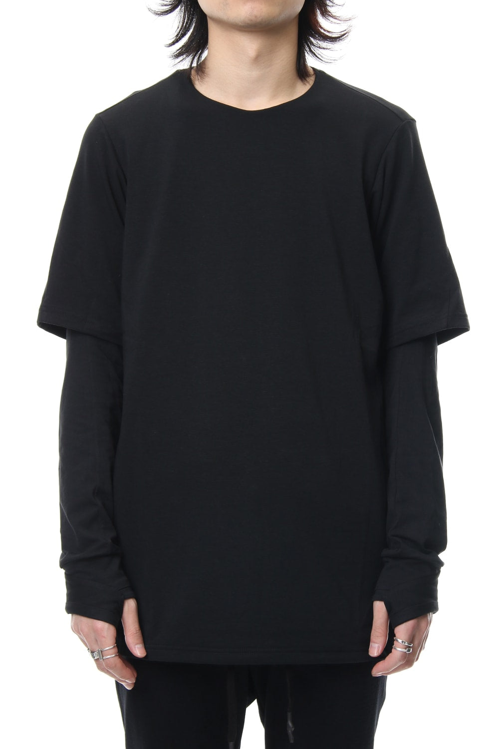 Long sleeve layerd type cotton canapa jersey