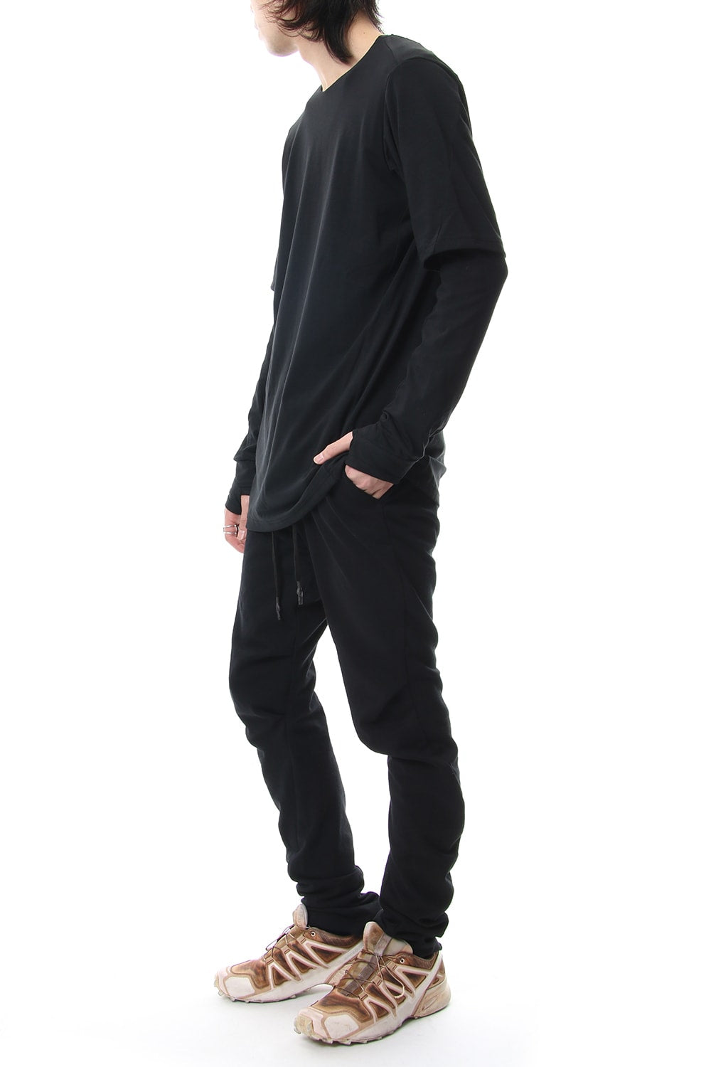 Long sleeve layerd type cotton canapa jersey