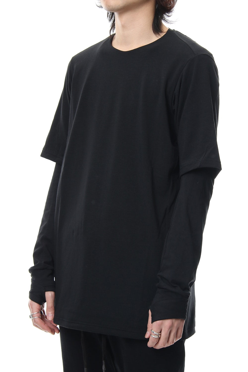 Long sleeve layerd type cotton canapa jersey