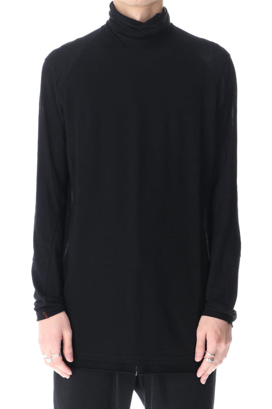 High neck long sleeve light jersey Black