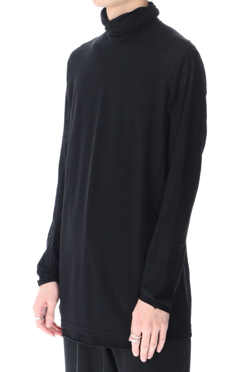 High neck long sleeve light jersey Black