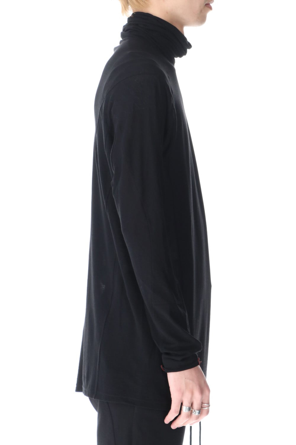 High neck long sleeve light jersey Black