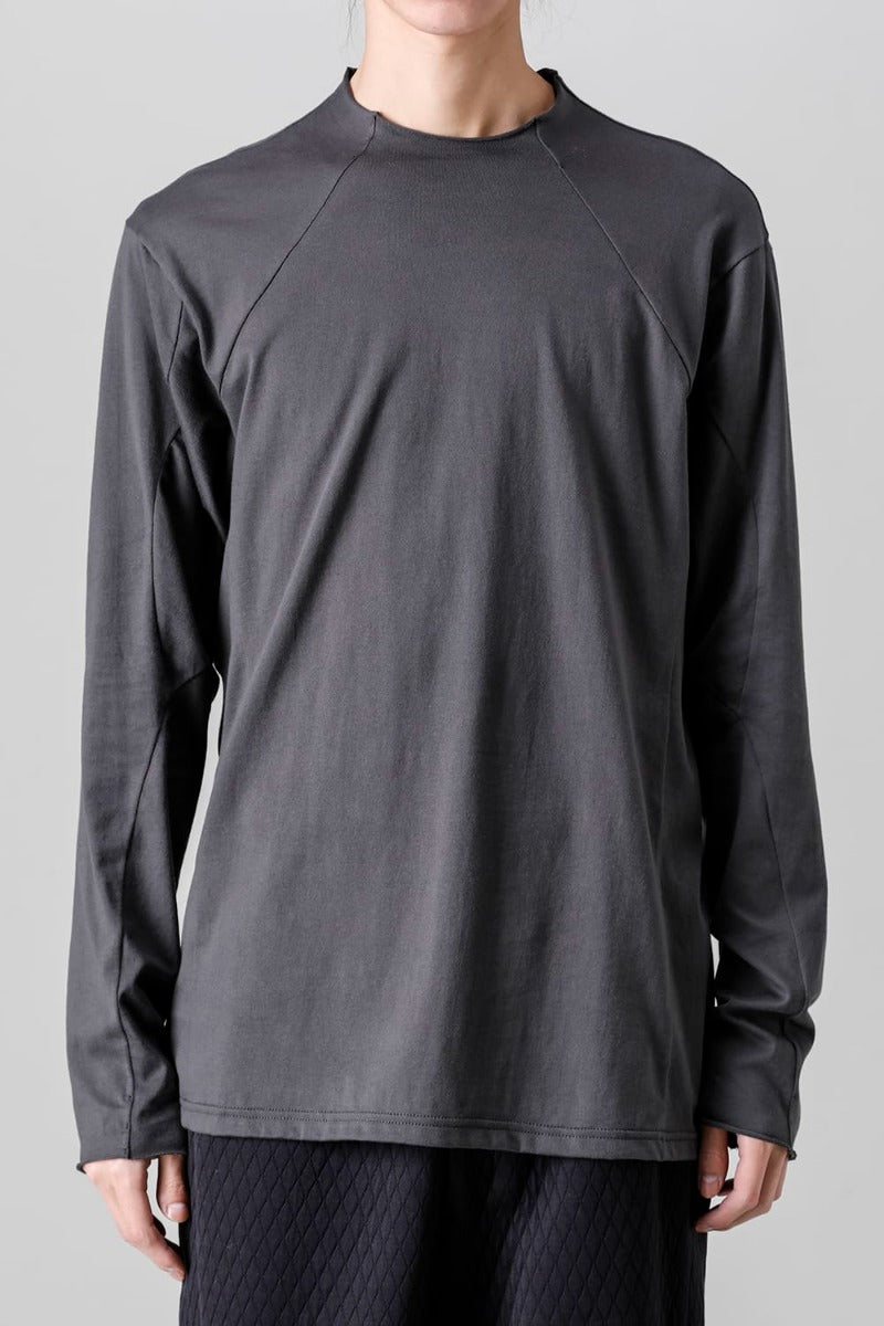 Semi High neck Long sleeve suvin cotton jersey  Charcoal