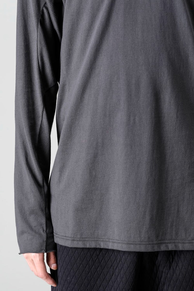 Semi High neck Long sleeve suvin cotton jersey  Charcoal
