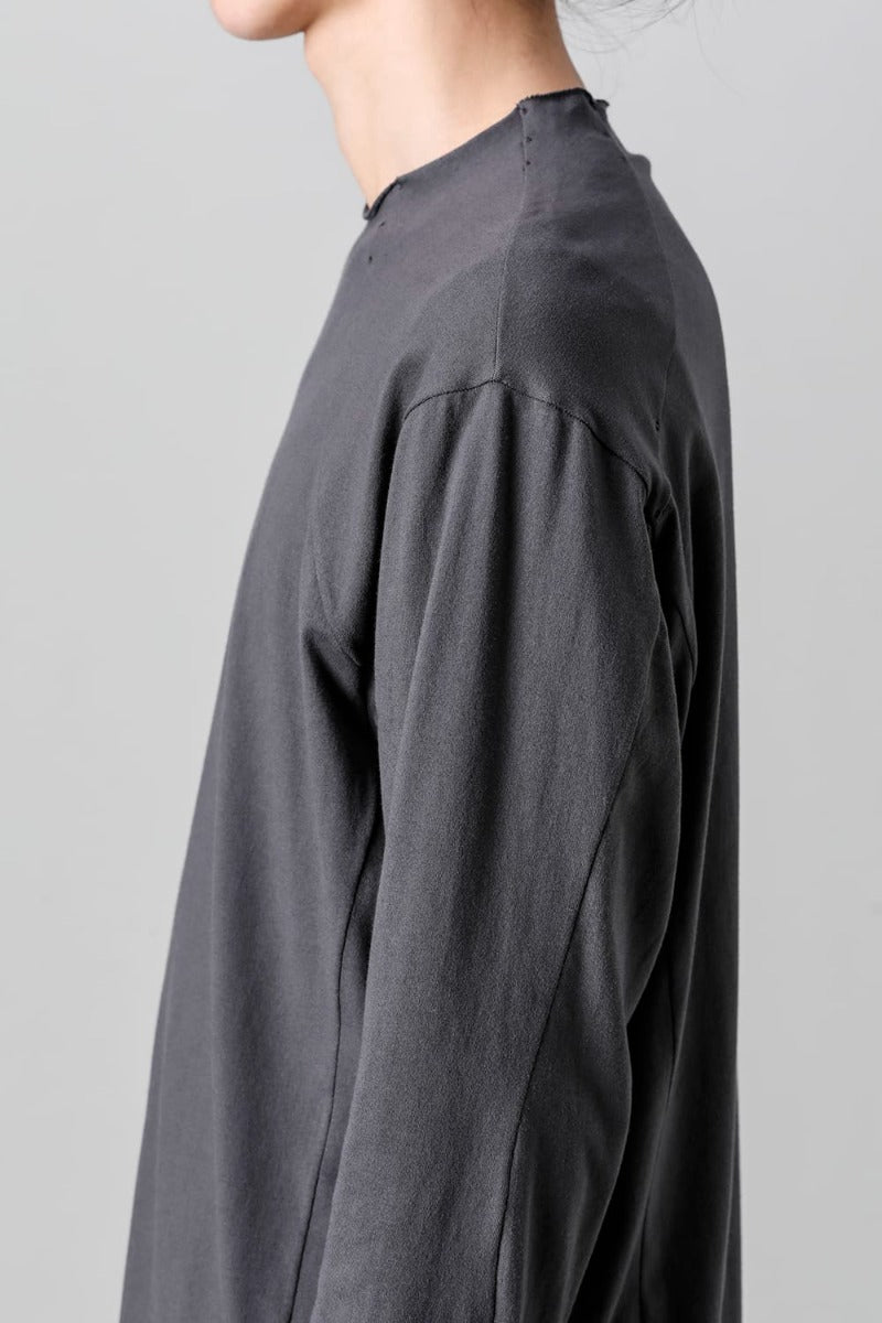 Semi High neck Long sleeve suvin cotton jersey  Charcoal