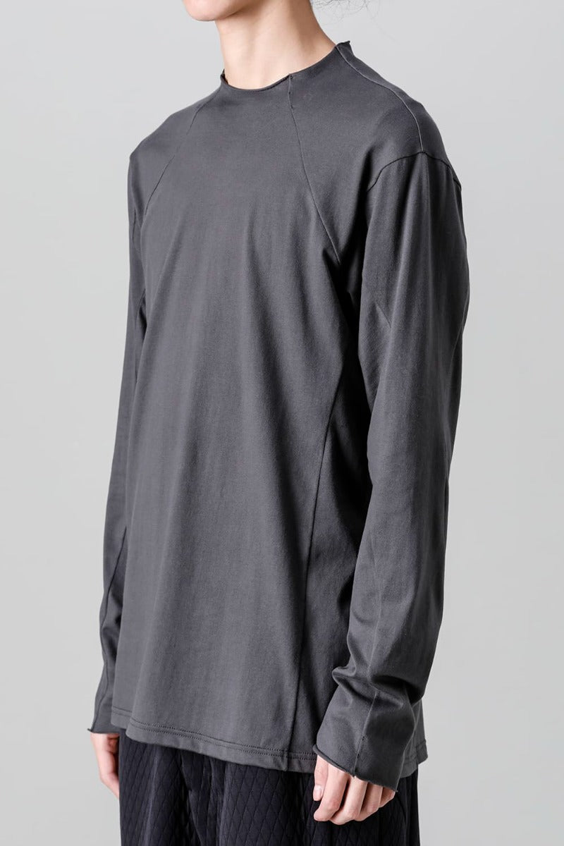 Semi High neck Long sleeve suvin cotton jersey  Charcoal
