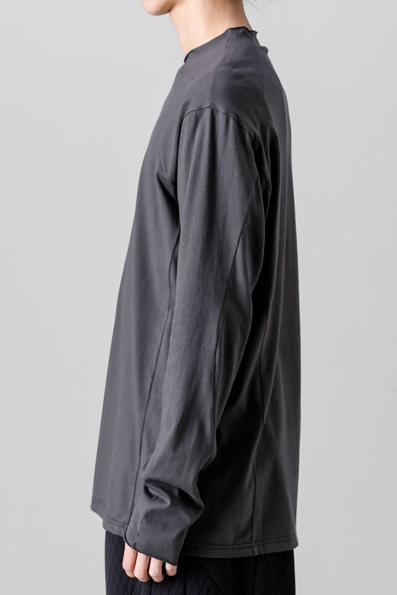Semi High neck Long sleeve suvin cotton jersey  Charcoal