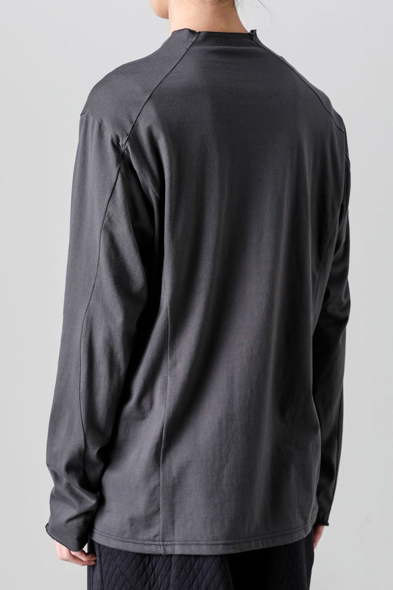 Semi High neck Long sleeve suvin cotton jersey  Charcoal