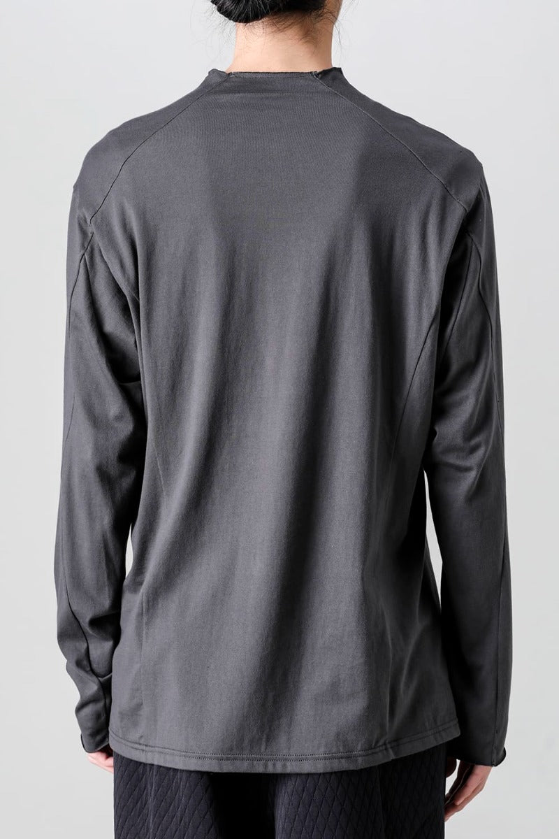 Semi High neck Long sleeve suvin cotton jersey  Charcoal