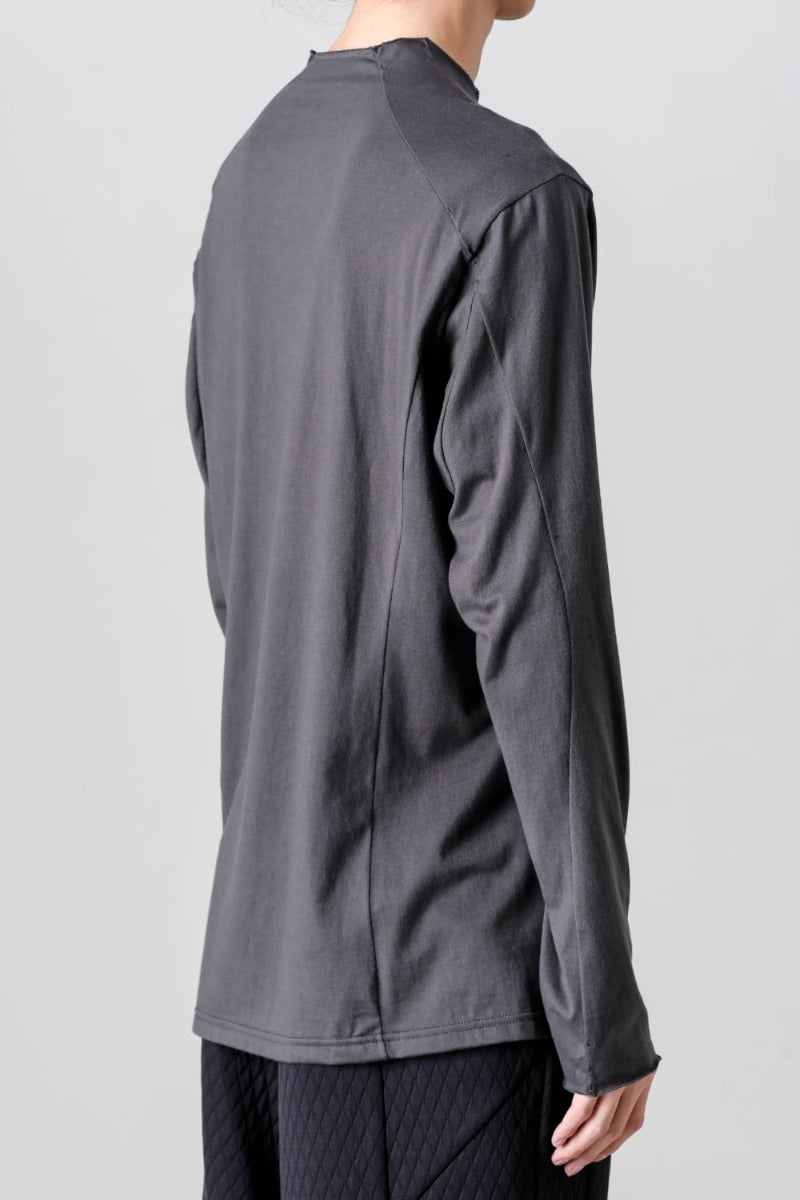 Semi High neck Long sleeve suvin cotton jersey  Charcoal