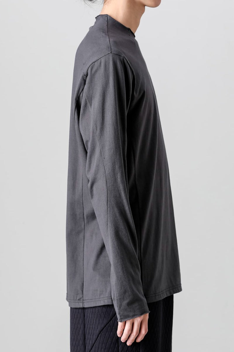 Semi High neck Long sleeve suvin cotton jersey  Charcoal