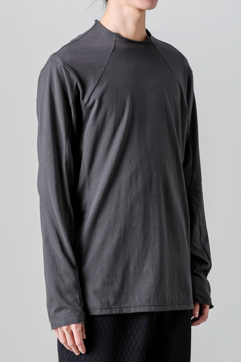 Semi High neck Long sleeve suvin cotton jersey  Charcoal