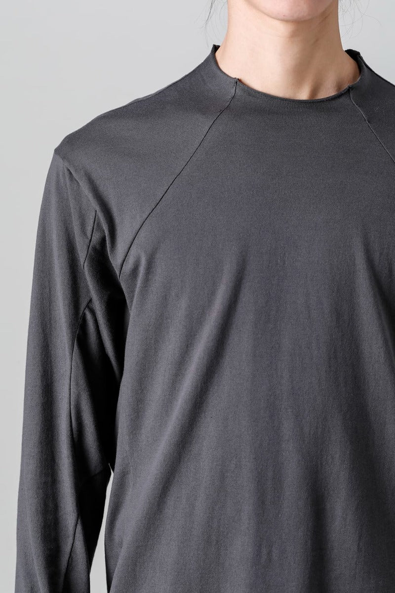 Semi High neck Long sleeve suvin cotton jersey  Charcoal
