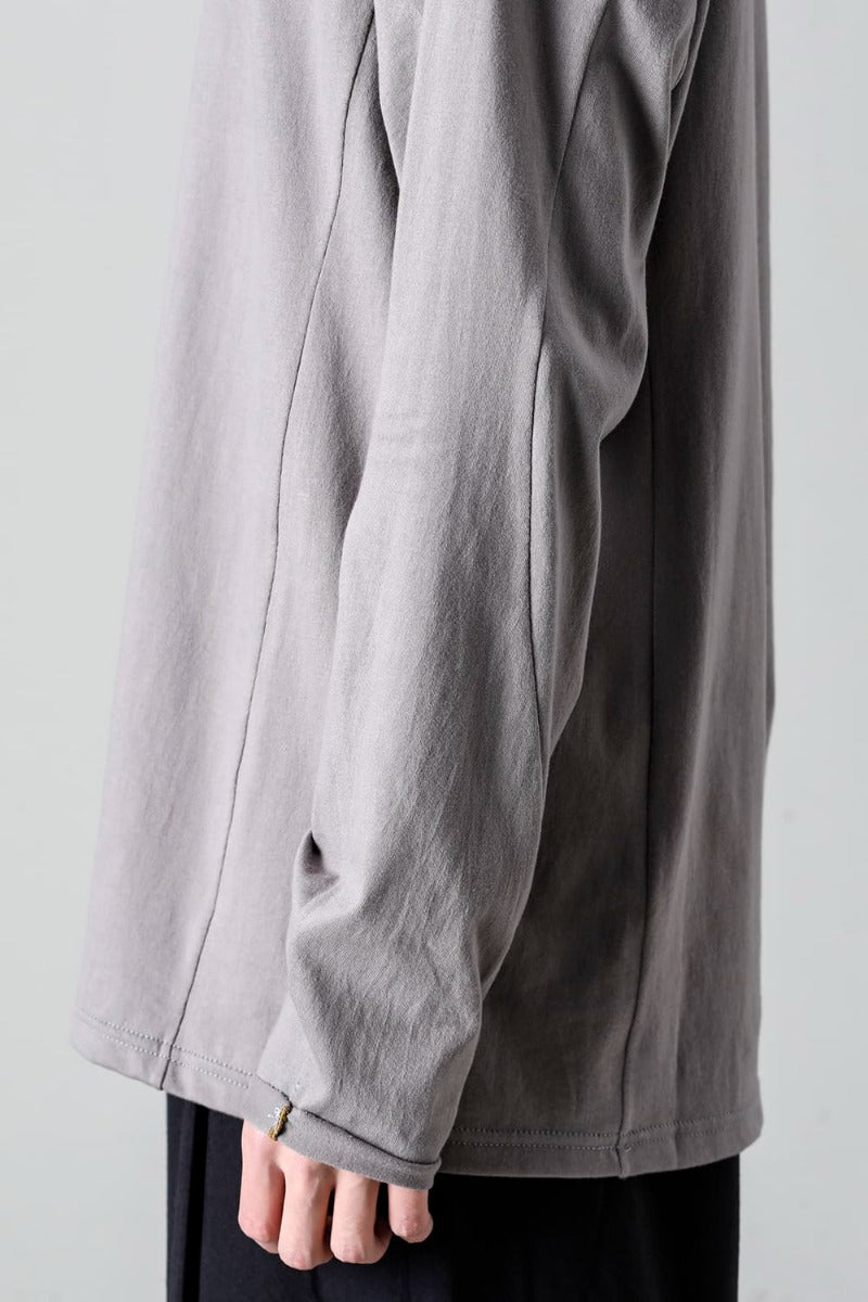 Semi High neck Long sleeve suvin cotton jersey  Stone Gray