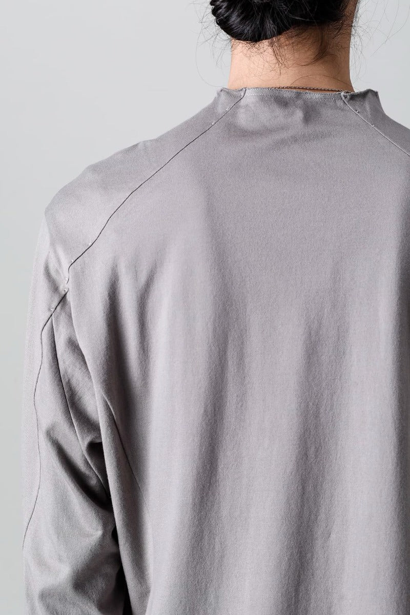 Semi High neck Long sleeve suvin cotton jersey  Stone Gray