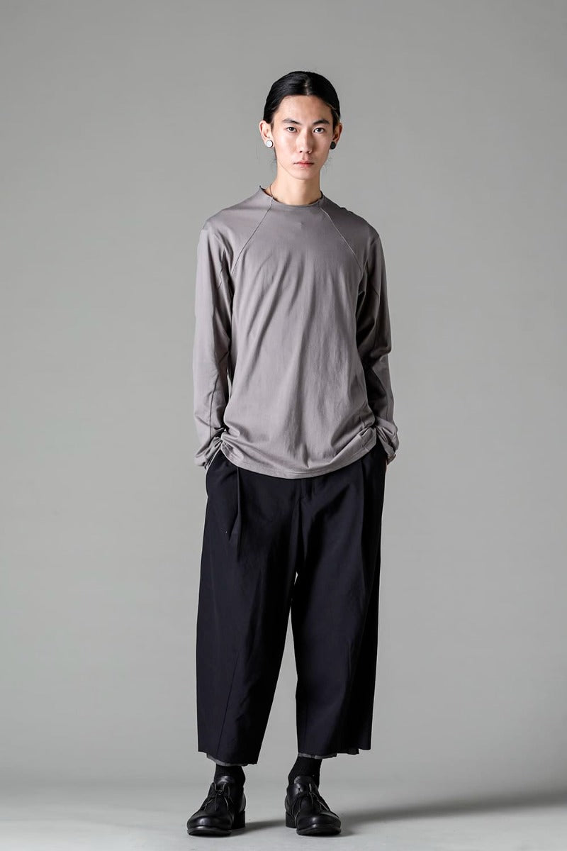 Semi High neck Long sleeve suvin cotton jersey  Stone Gray