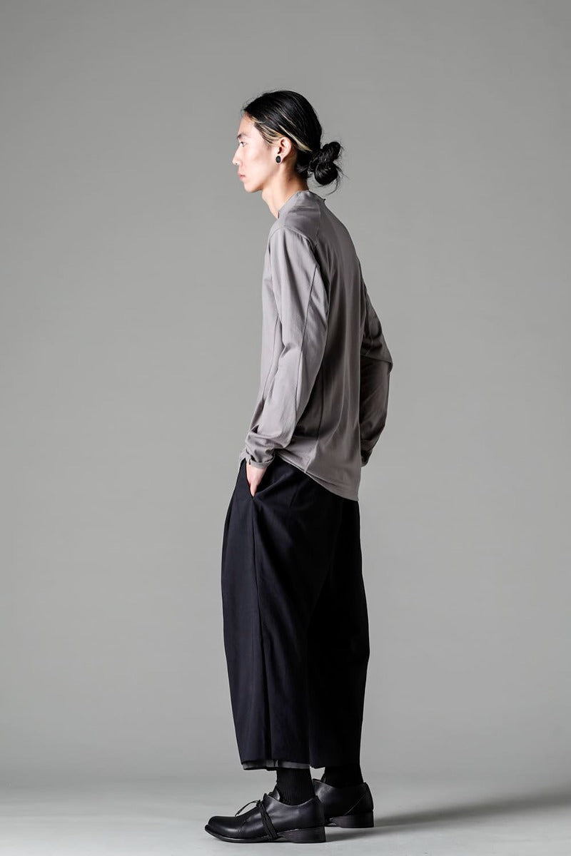 Semi High neck Long sleeve suvin cotton jersey  Stone Gray