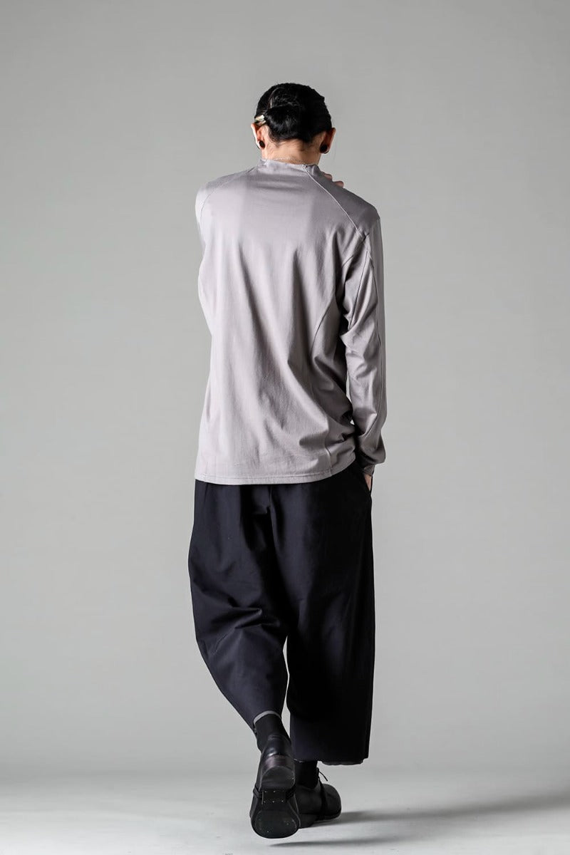Semi High neck Long sleeve suvin cotton jersey  Stone Gray