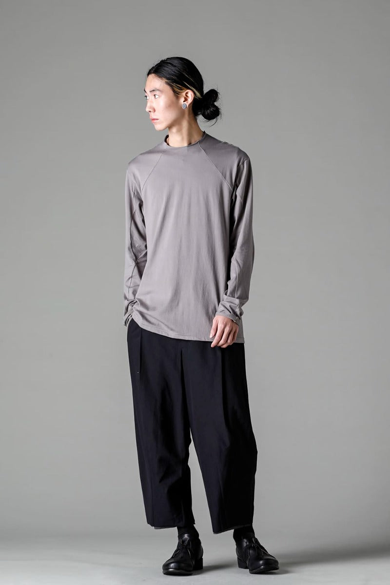 Semi High neck Long sleeve suvin cotton jersey  Stone Gray