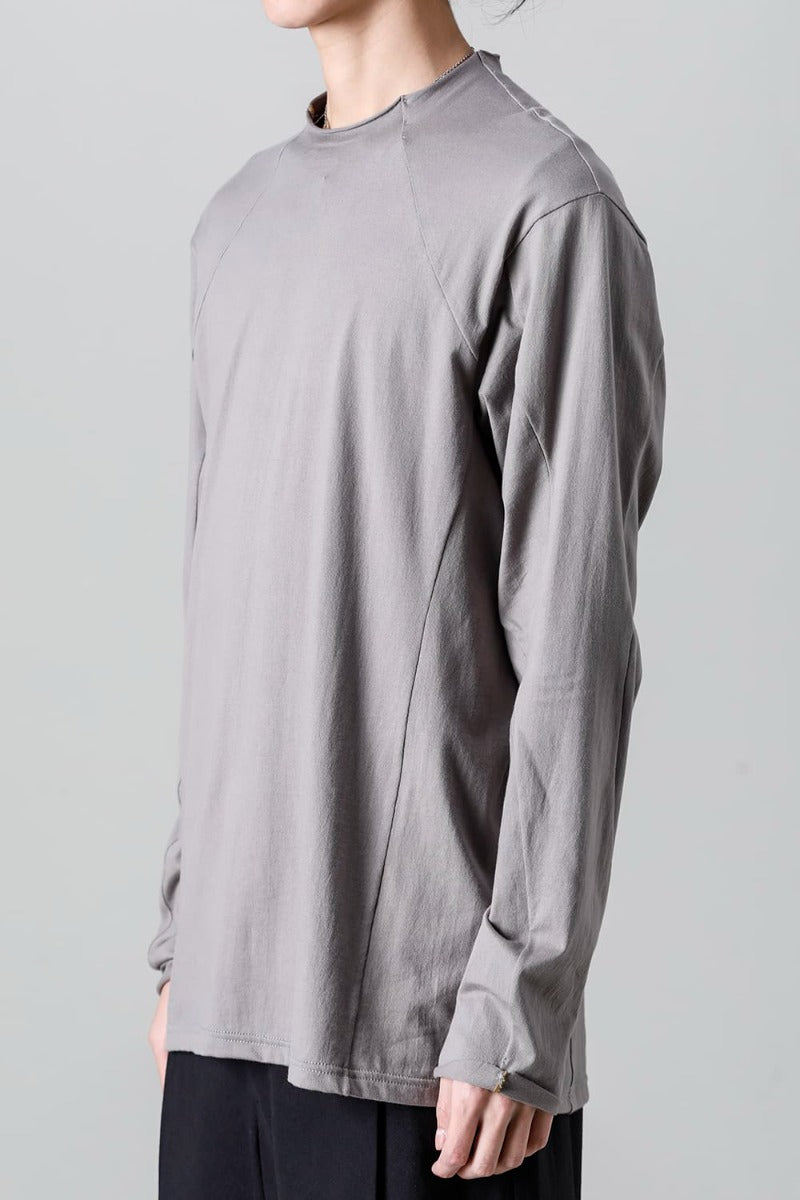 Semi High neck Long sleeve suvin cotton jersey  Stone Gray