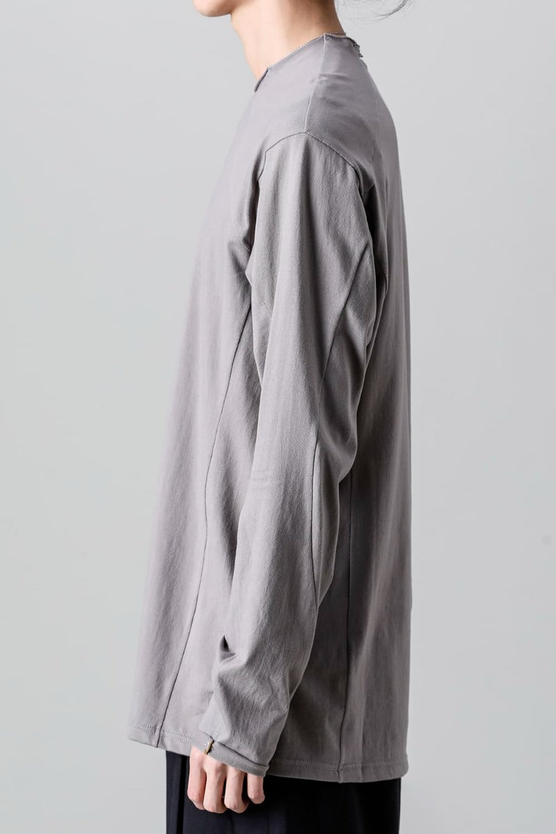Semi High neck Long sleeve suvin cotton jersey  Stone Gray