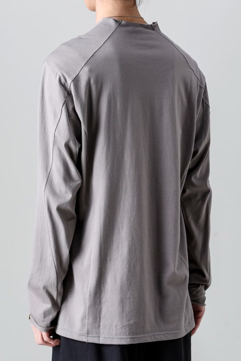 Semi High neck Long sleeve suvin cotton jersey  Stone Gray