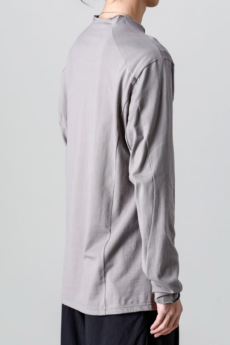 Semi High neck Long sleeve suvin cotton jersey  Stone Gray