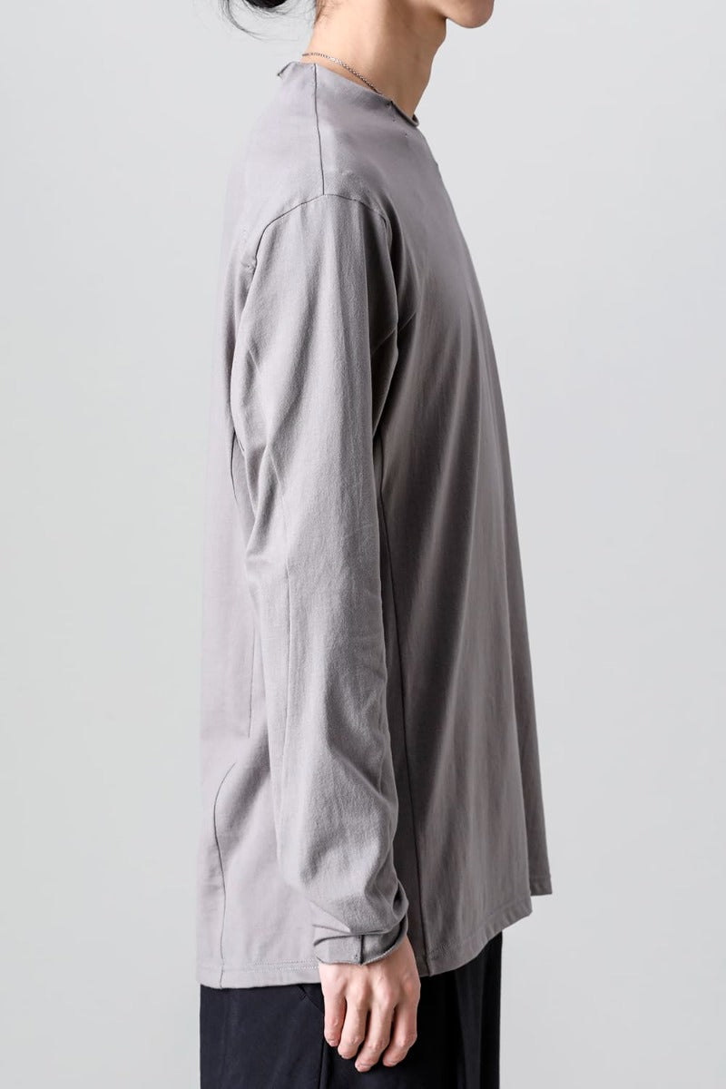 Semi High neck Long sleeve suvin cotton jersey  Stone Gray