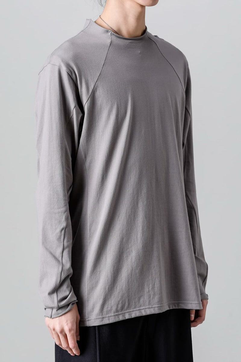 Semi High neck Long sleeve suvin cotton jersey  Stone Gray