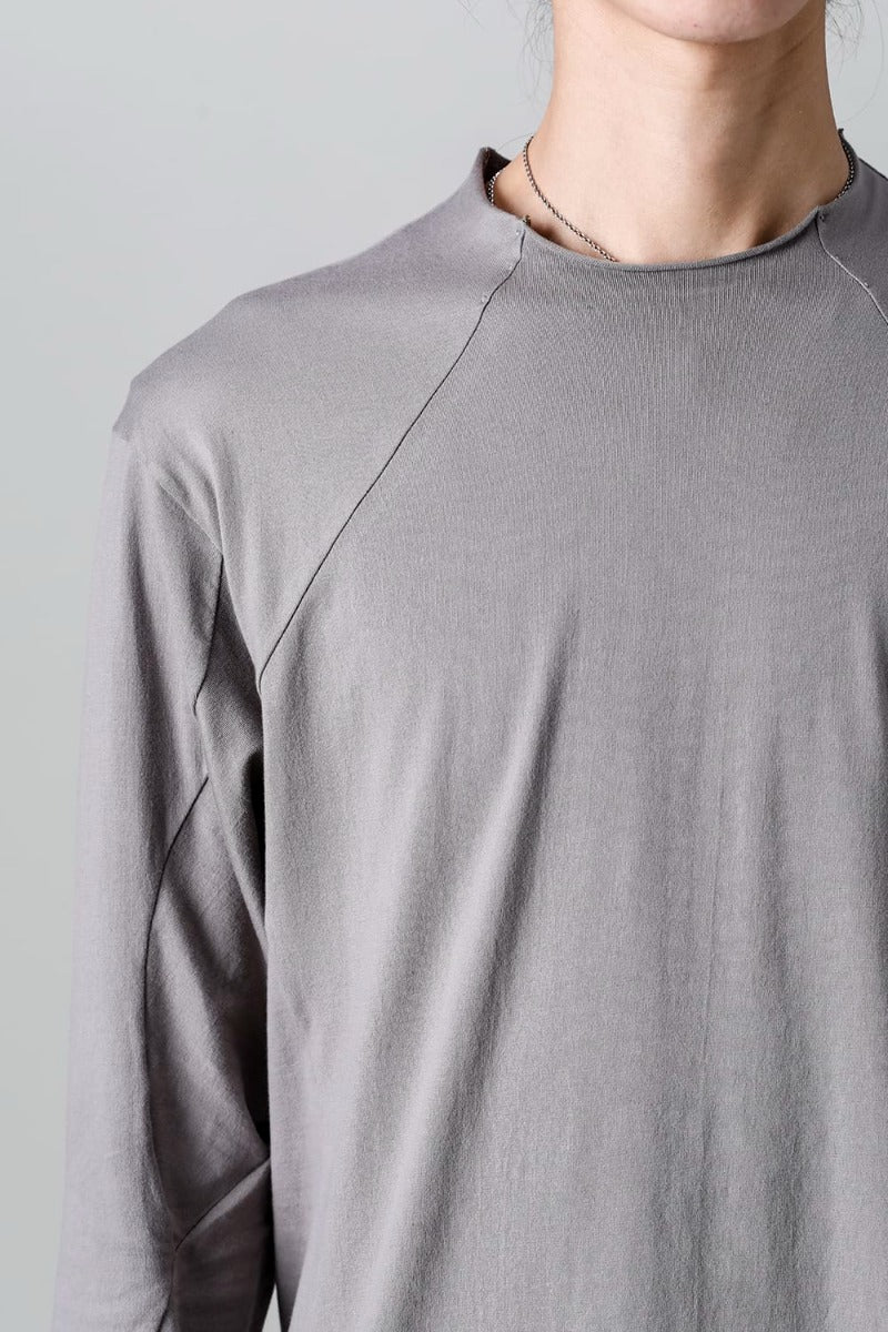 Semi High neck Long sleeve suvin cotton jersey  Stone Gray