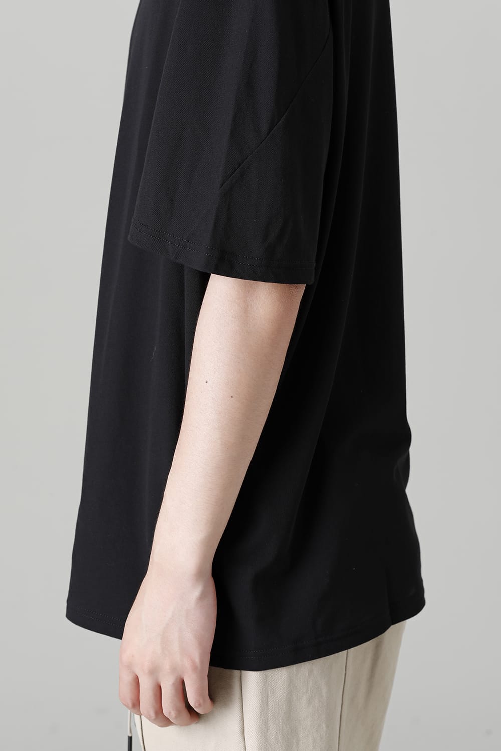 Short sleeve hight twist yarn jersey Black